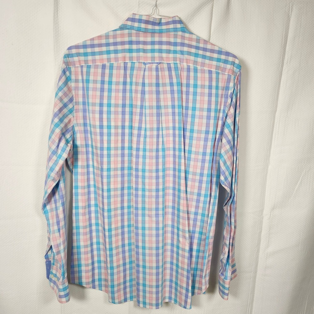 IZOD Mens Long Sleeve Button Down Shirt Plaid Blue Pink White Casual Size L - Picture 5 of 8